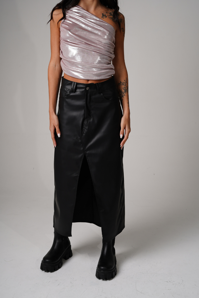 Pollera midi en ecocuero JOSEFINA