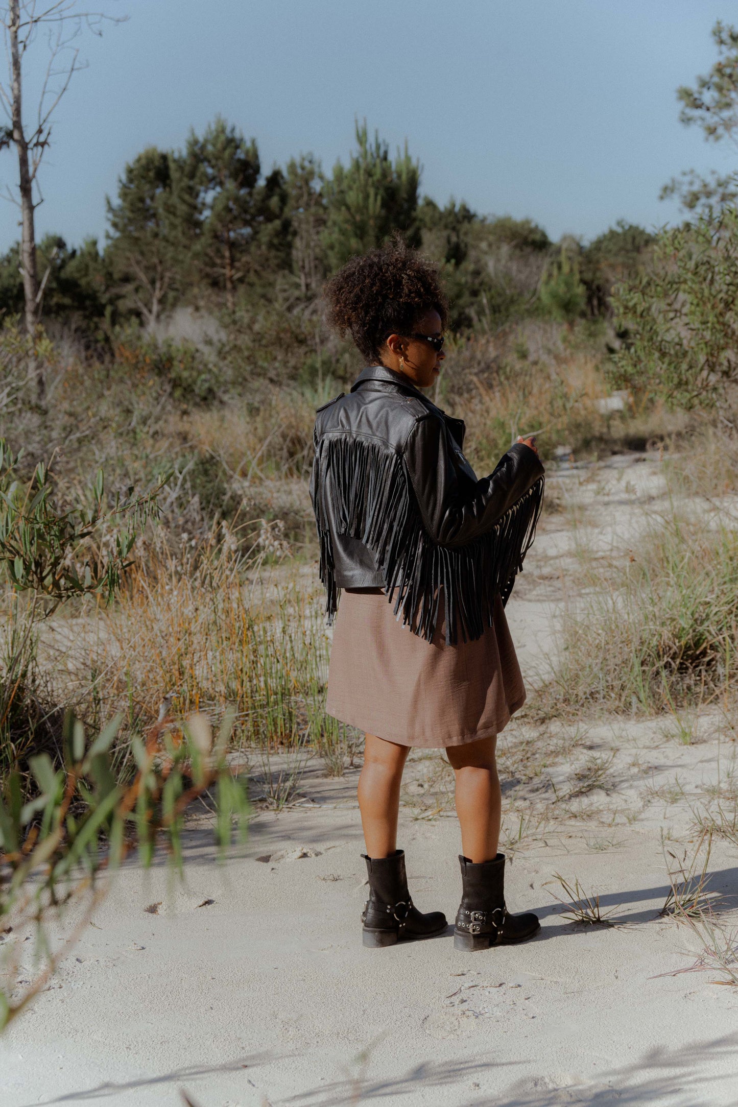 Campera de cuero con flecos CUIR