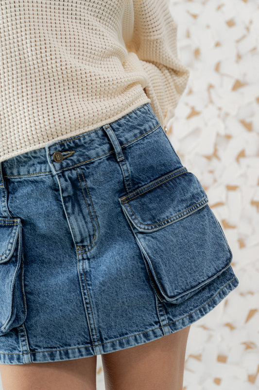 Pollera cargo mini de jean KAAN