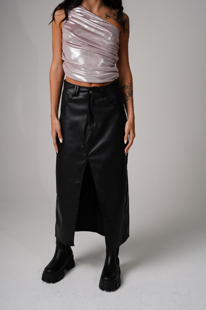 Pollera midi en ecocuero JOSEFINA