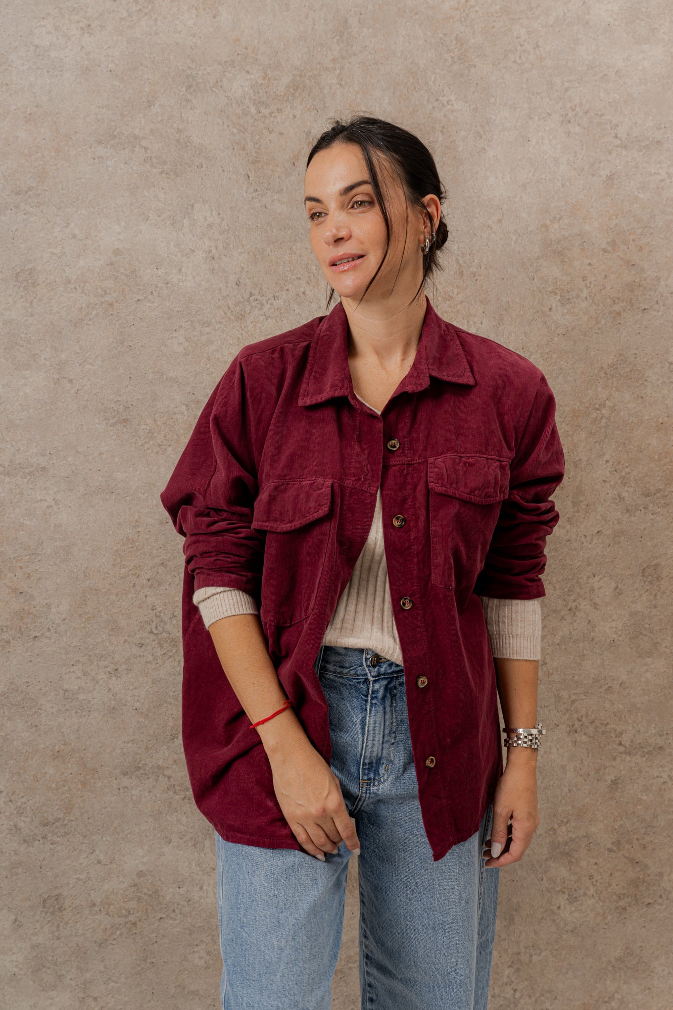 Camisa De Mujer Color Bordo Camisa De Pana TRONA – BRAVA