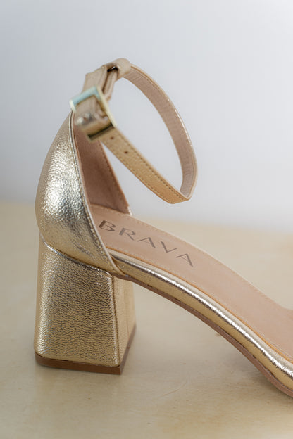 sandalias mujer alta oro