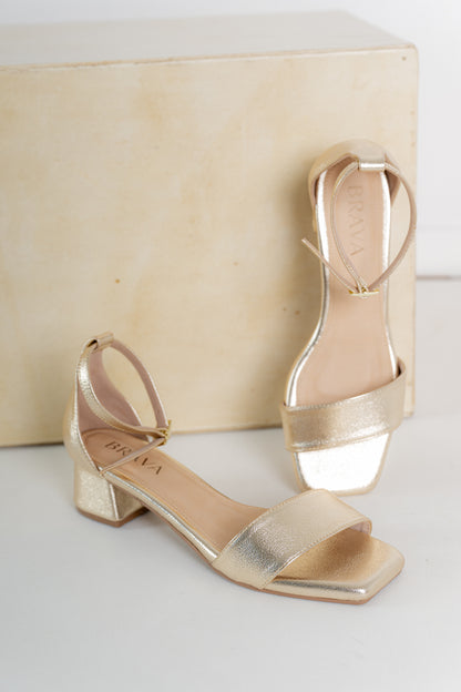 sandalias mujer oro baja