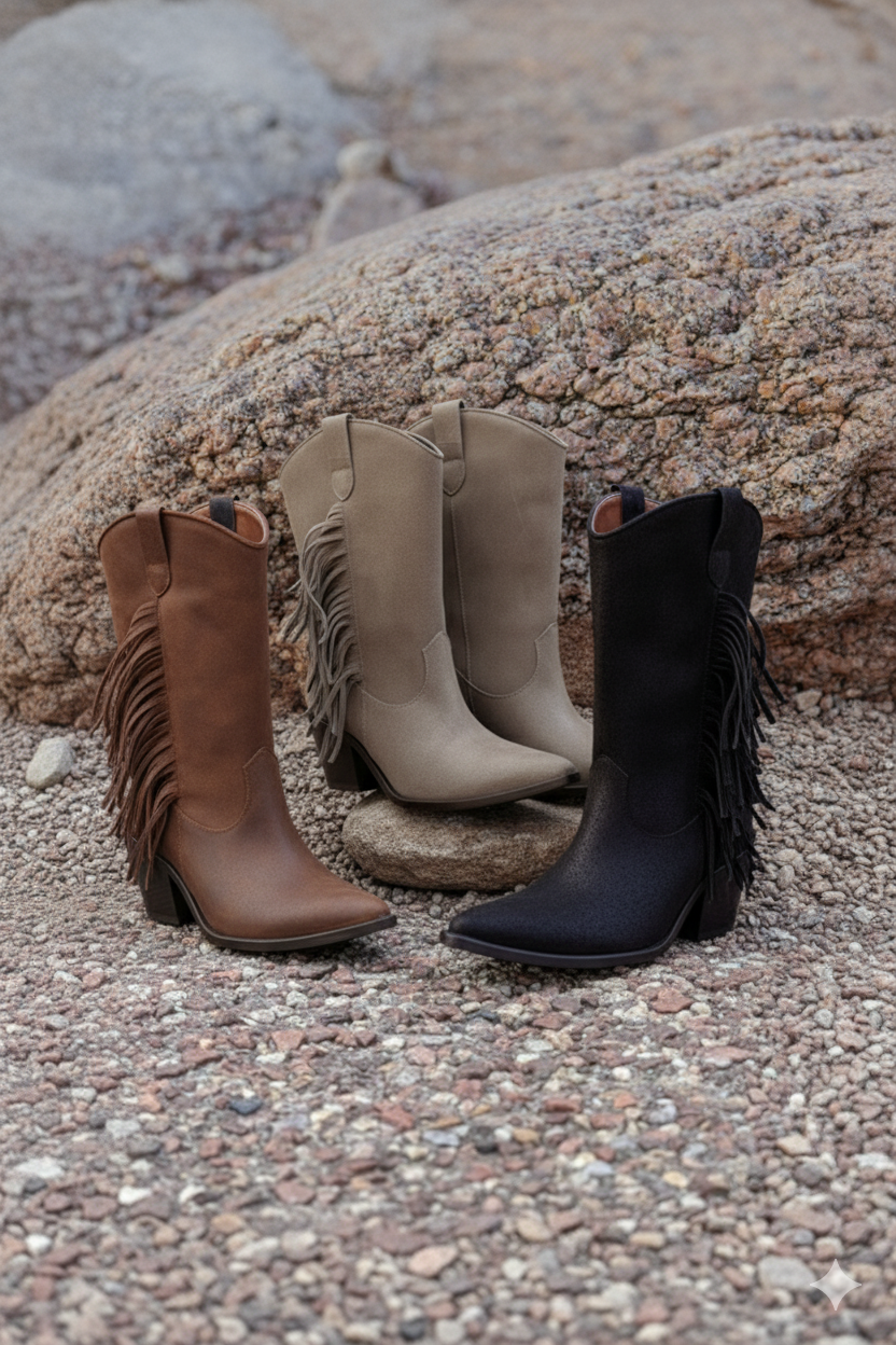 Bota texana con flecos AVANI